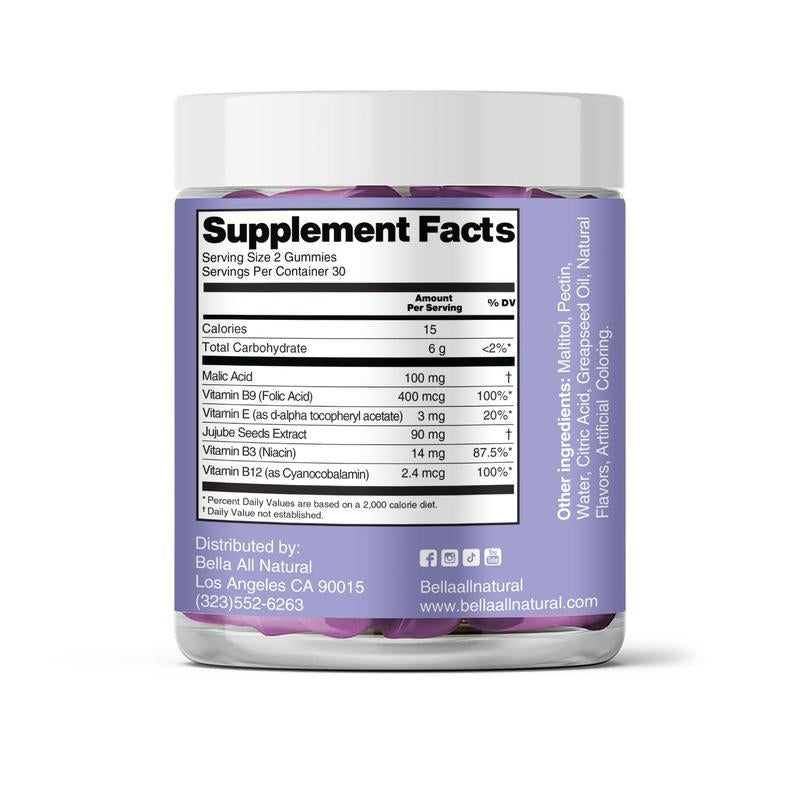 Bella All Natural Sleep Gummies, Passionfruit Flavor, 60Ct