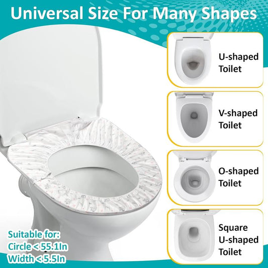 15-Pack Disposable Toilet Seat Covers – Waterproof Printed Non-Woven Toilet Mats, Individually Wrapped for Travel, Hotel, Hospital & Public Restroom Use Traditional