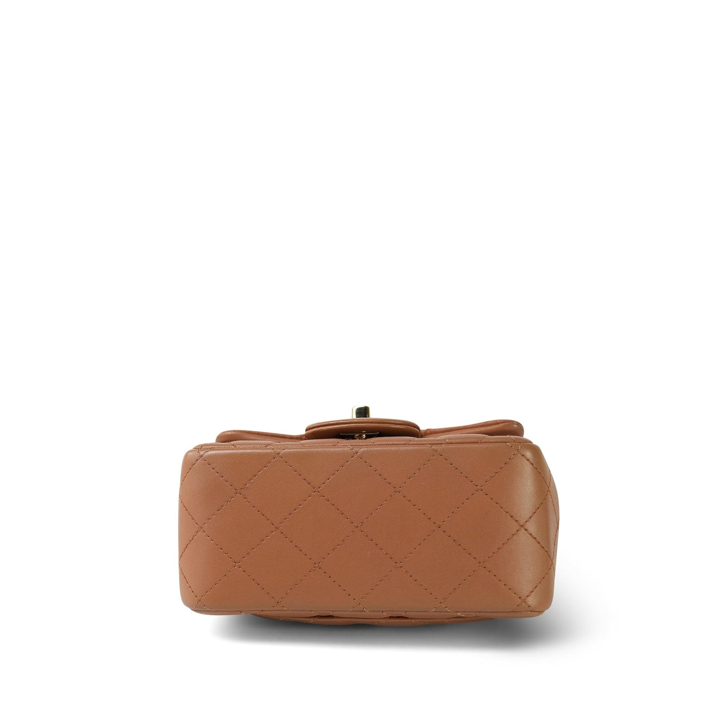 Caramel Lambskin Quilted Mini Square Flap LGHW