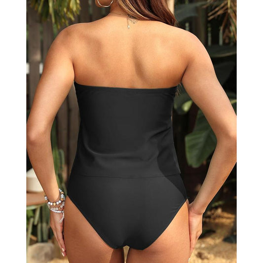 Daci Women Two Piece Tankini Swimsuits - Tummy Control Bathing Suits Bandeau Swim Top with High Waisted Bottom 2025 Dealsforyoudays