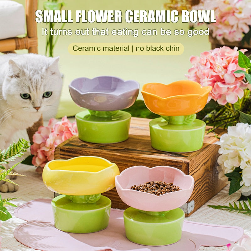 2023 Cute Pet Bowl Pet Items Creative Flower-shaped Bowl Cat Food Bowl