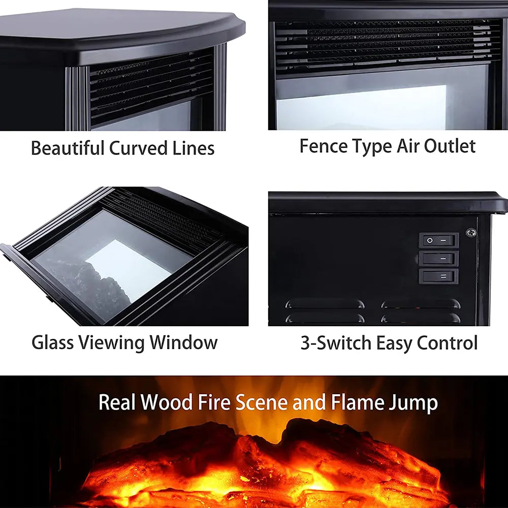 Electric Fireplace Heater LED Flame Effect Stove Maroon Asteria