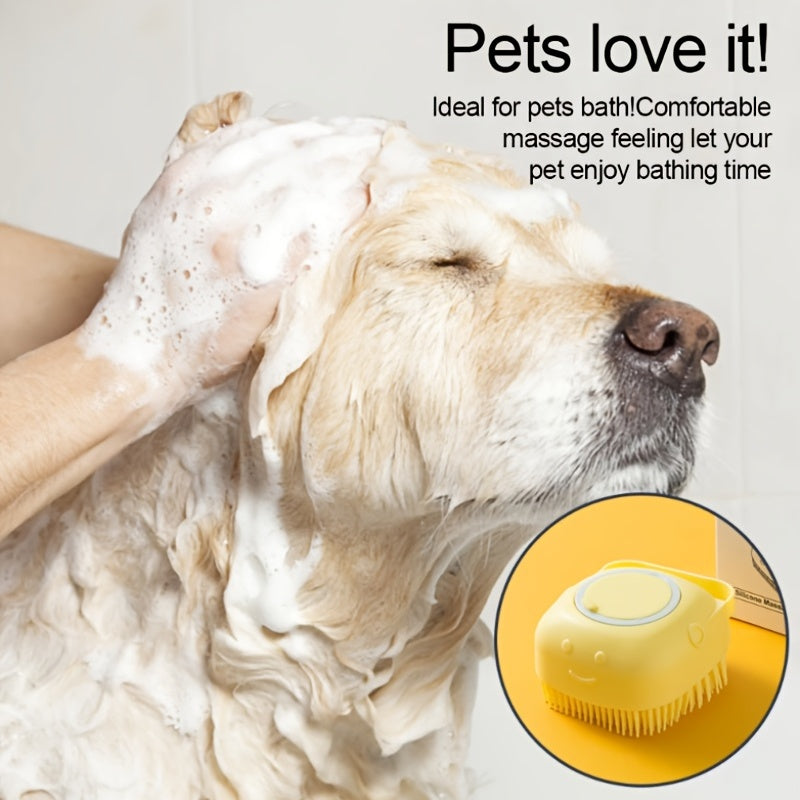 Silicone Pet Grooming Brush with Shower Gel Dispenser for Dogs and Cats
