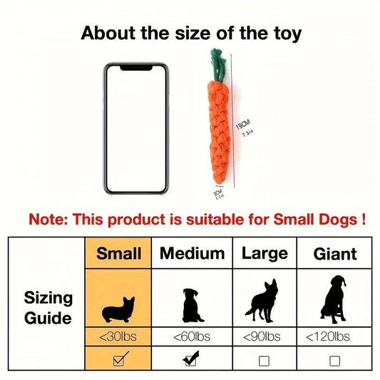 Pet Chew Toy With Carrot Cotton Rope For Small Dogs - Durable Knot Toy, Interactive Game For Dog And Cat Teeth Cleaning Shop1103308182 Store