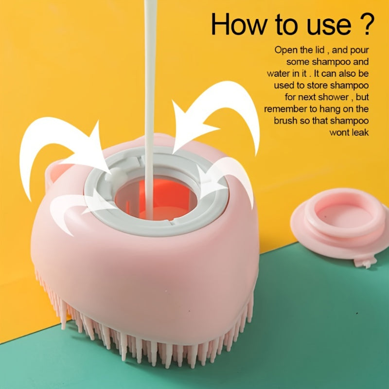 Silicone Pet Grooming Brush with Shower Gel Dispenser for Dogs and Cats