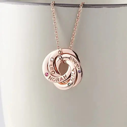View details for Mom Necklace With Kids Names Birthstones, Children Birthstone Jewelry
