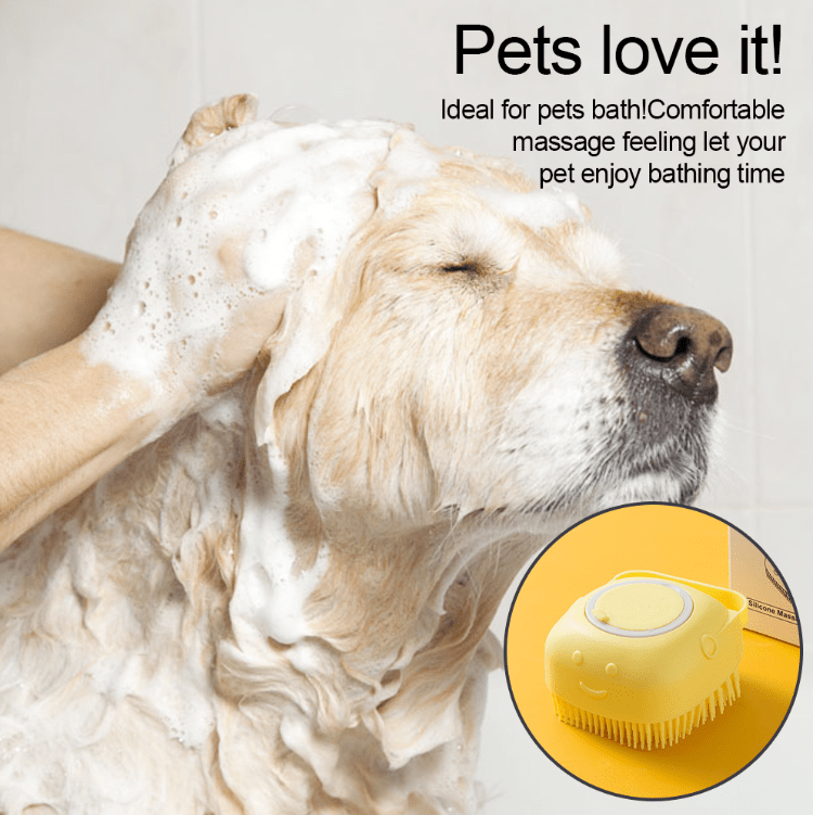 Silicone Pet Grooming Brush with Shower Gel Dispenser for Dogs and Cats