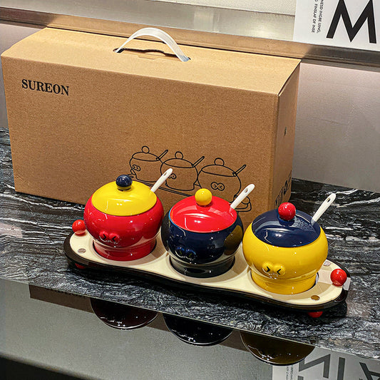 Ceramic Household Cute Seasoning Jar With Lid