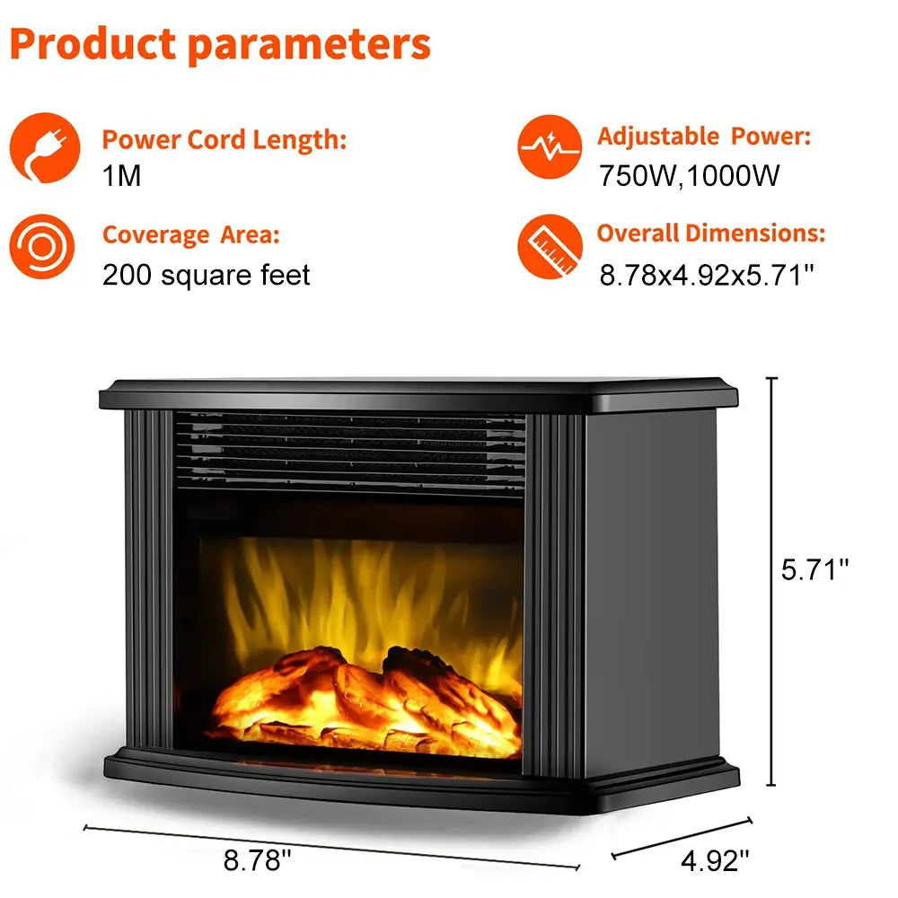 Electric Fireplace Heater LED Flame Effect Stove Maroon Asteria
