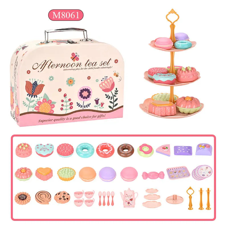 7 Afternoon Tea Sets Kid Pretend Play Toys Girls Play House Kitchen Food for Children Party/Picnic Gift Simulation Cup Cake