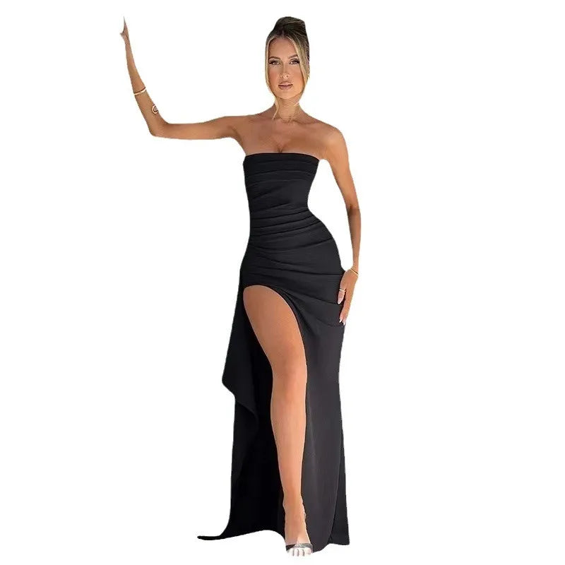View details for Women's Line Up Collar With Sexy Backless High Slit Dress