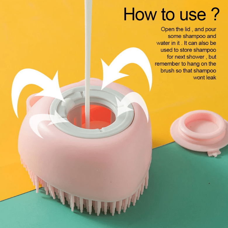 Silicone Pet Grooming Brush with Shower Gel Dispenser for Dogs and Cats