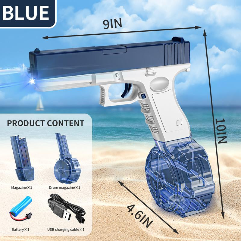 2025 NEW Electric Water Shooter, Water Blaster Swimming Pool Toys for Adults Kids Automatic Blaster with Light 32 FT Long Range Rechargeable Waterproof