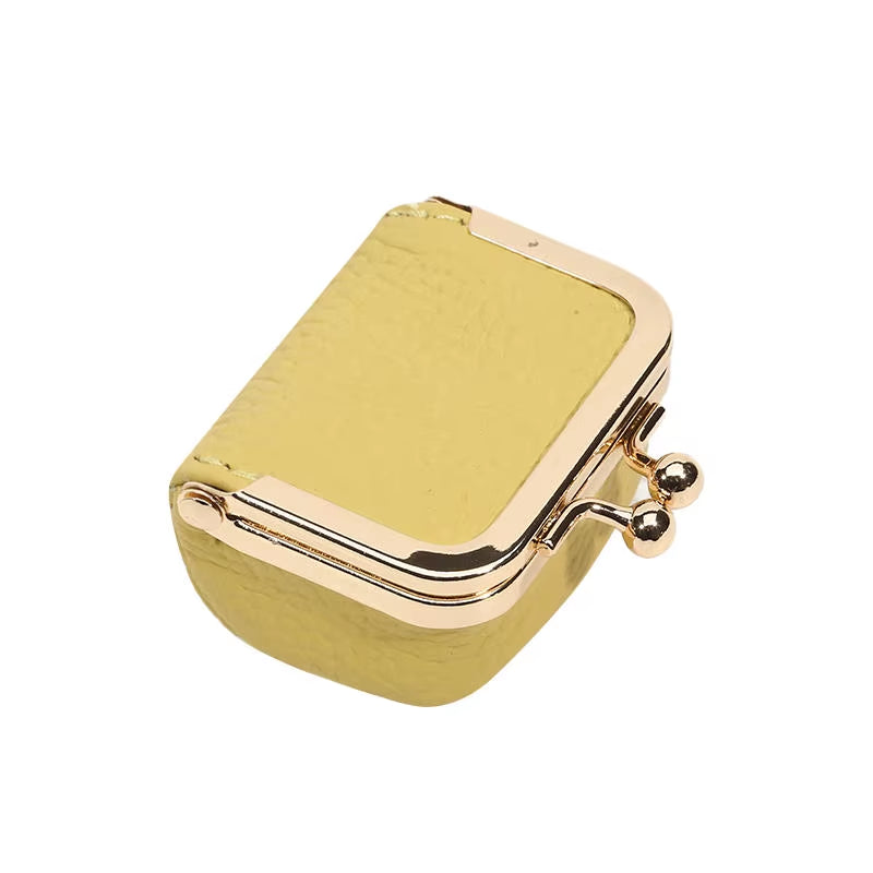 Women'S Solid Color PU Leather Jewelry Box, Ring, Necklace, Earring Storage Mini Coin Wallet Small Bag Kiss Lock