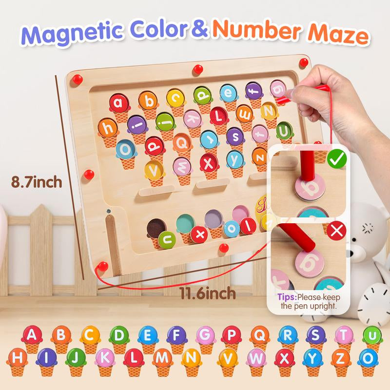Alphabet Wooden Color Matching Counting Puzzle for Toddlers Educational Fine Motor Skills Toy