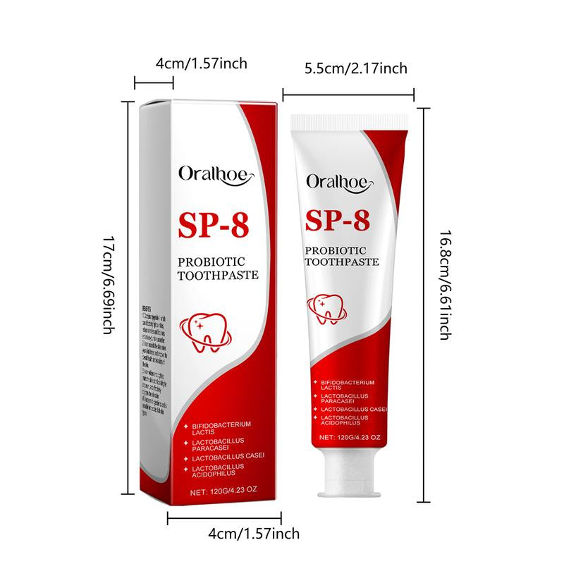 Sp-8 Probiotic Brightening White Toothpaste for Deep Cleaning and Care of Teeth,Oral Care,Whitening,Stain Removal,Brightening White Mint Toothpaste