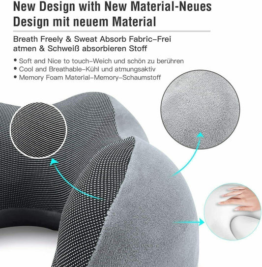 Memory Foam Travel Pillow Neck Pillow 360 Degree Headrest With Storage Bag CJDropshipping