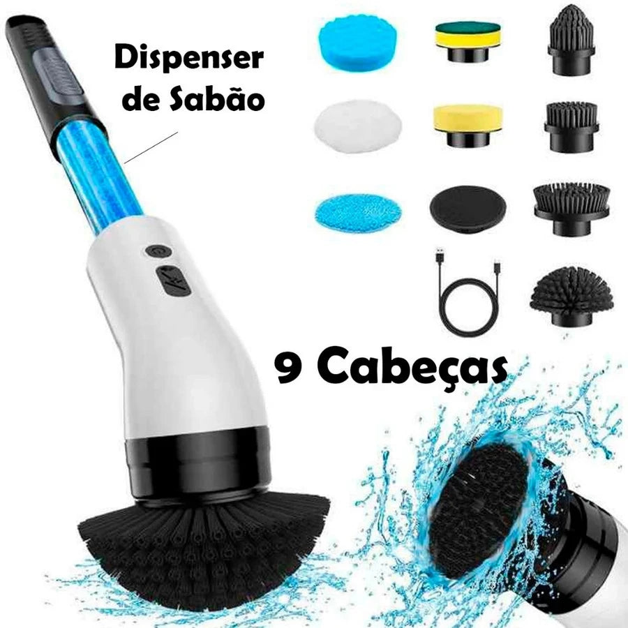 Escova Eletrica de Limpeza 9 em 1 Sem Fio Limpador Multiuso Pratico Para Cozinha , Banheiro prático