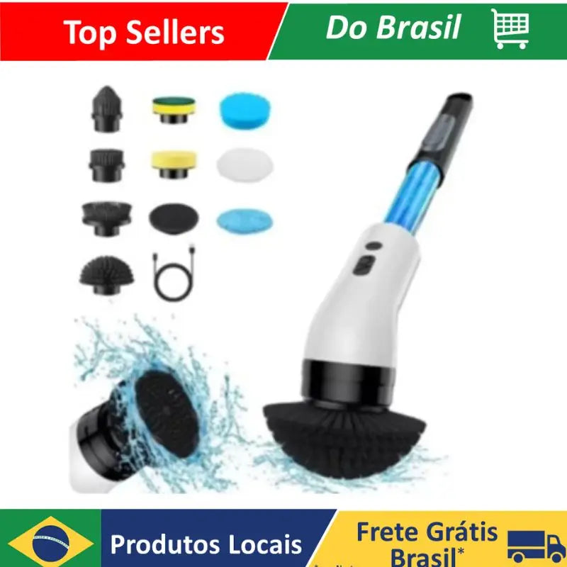 Escova Eletrica de Limpeza 9 em 1 Sem Fio Limpador Multiuso Pratico Para Cozinha , Banheiro prático