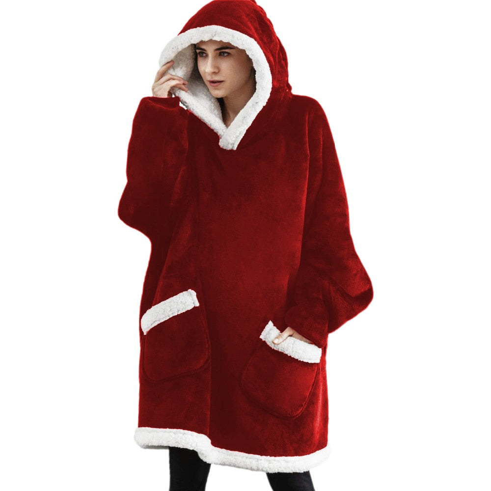 Blanket With Sleeves Women Oversized Winter Hoodie Fleece Warm Hoodies