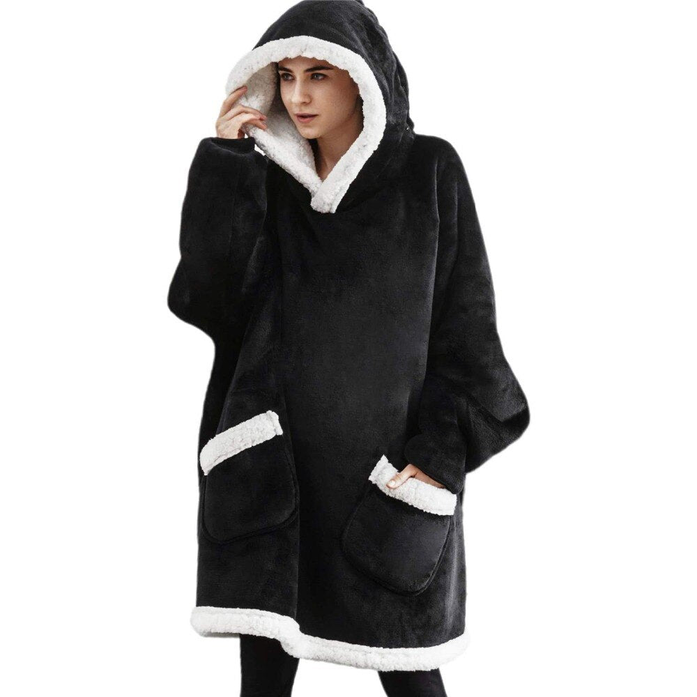 Blanket With Sleeves Women Oversized Winter Hoodie Fleece Warm Hoodies