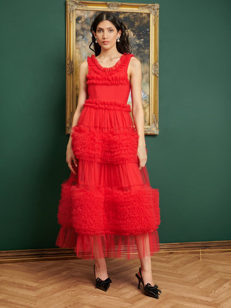 <b>DREAM</b> Frida Tulle Ruffle Midi Dress South Bay Evans General Store