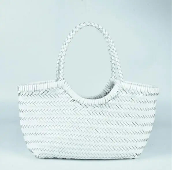 PU Leather Hand-woven Handbag 2 in 1 Single-shoulder Messenger