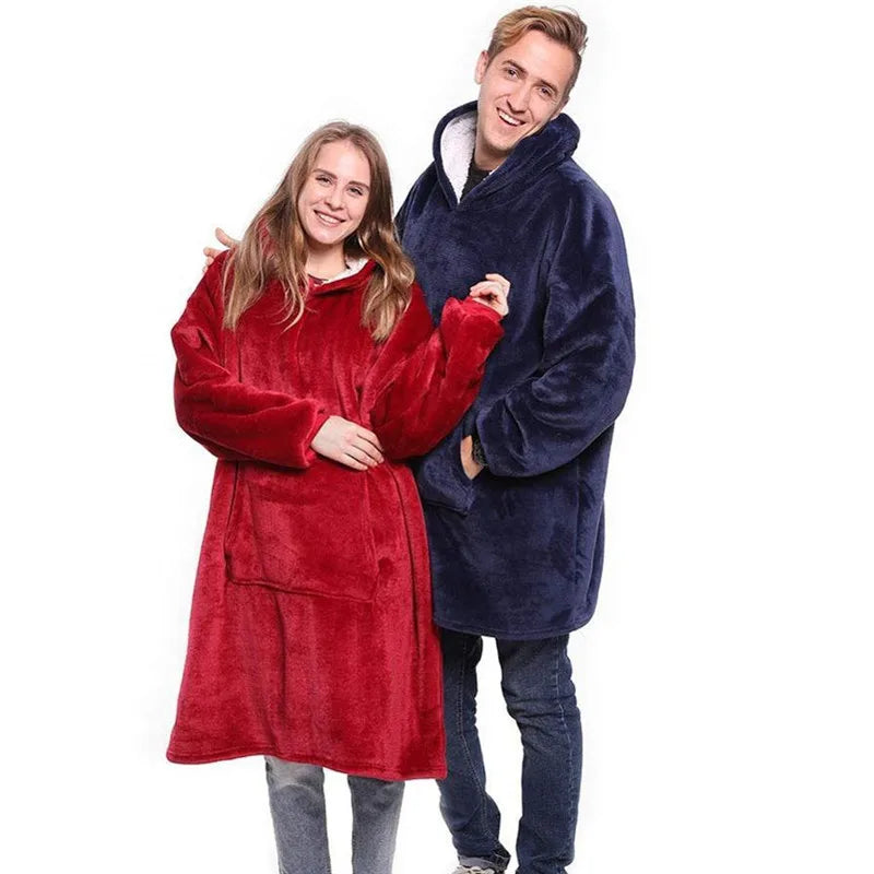 View details for Warm Thick TV Pocket Hooded Blanket Winter Sofa Weighted Blankets