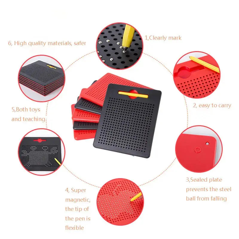 Magnetic Ball Sketch Pad Tablet Drawing Pen Board With Magnetic Stylus For Kid Montessori Educational Trip Activities Magnet Toy Yiwatto Store