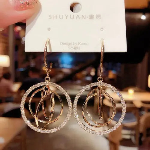 Women's Geometric Drop Earrings 2021 New Round Pendant Earrings Party
