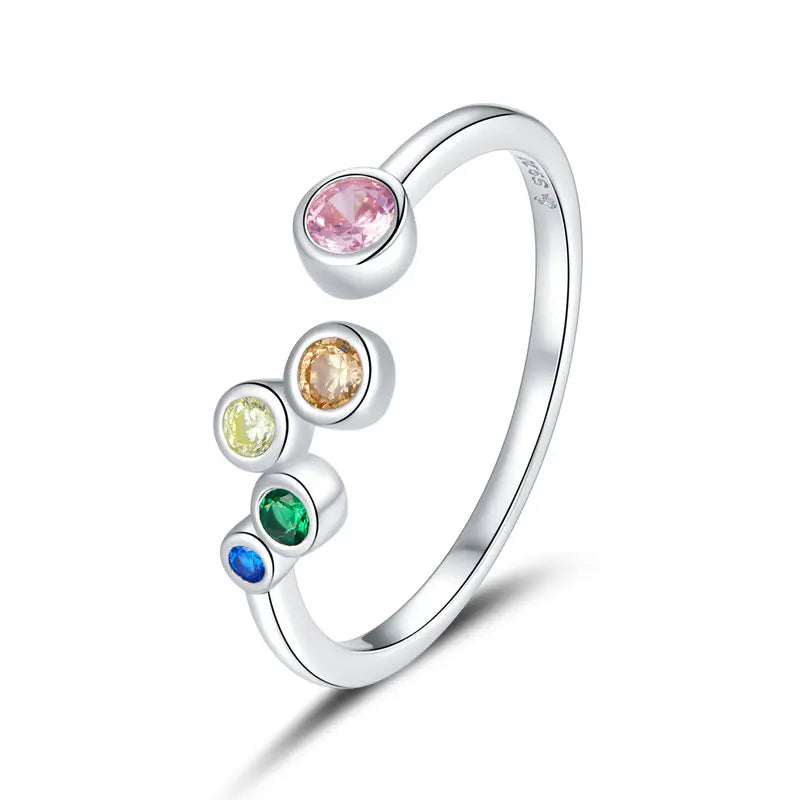 Adjustable Rings Real 925 Sterling Silver Stackable Engagement Zircon Open Size Rings For Women Jewelry
