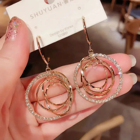 Women's Geometric Drop Earrings 2021 New Round Pendant Earrings Party