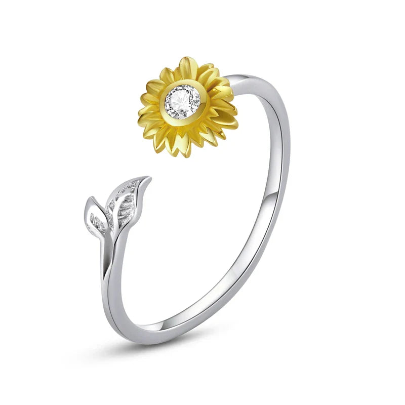 Adjustable Rings Real 925 Sterling Silver Stackable Engagement Zircon Open Size Rings For Women Jewelry
