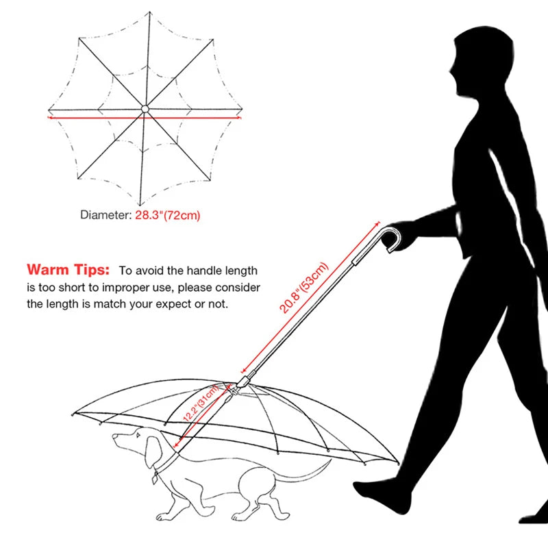 New Transparent Pet Umbrellas Small Dog Umbrella With Dog Leash Iron