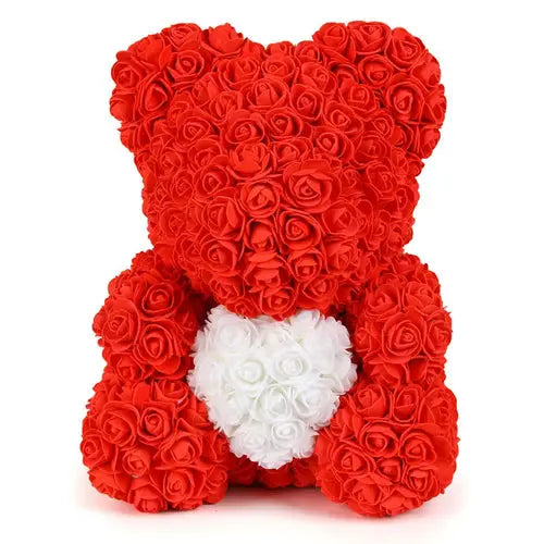 40/25cm Blue Rose Bear Heart Artificial Flower Rose Teddy Bear For