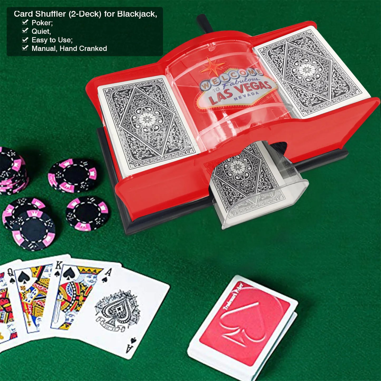 Poker Card Shuffler 23X11X11cm Board Game Hand Cranked Playing Cards