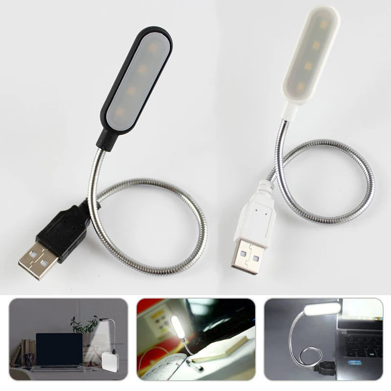 Mini 4 LED Book Lamp Portable USB Reading Night Lamp White/Warm Color