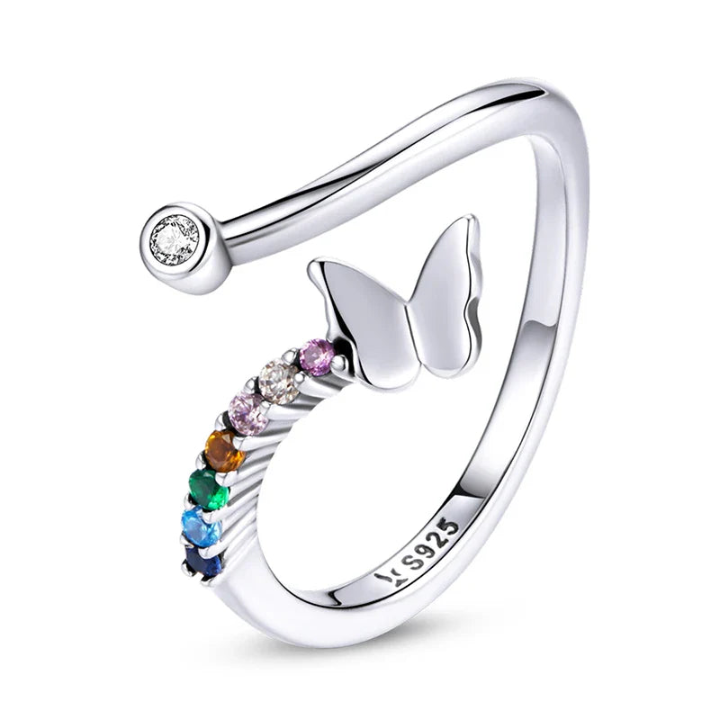 Adjustable Rings Real 925 Sterling Silver Stackable Engagement Zircon Open Size Rings For Women Jewelry