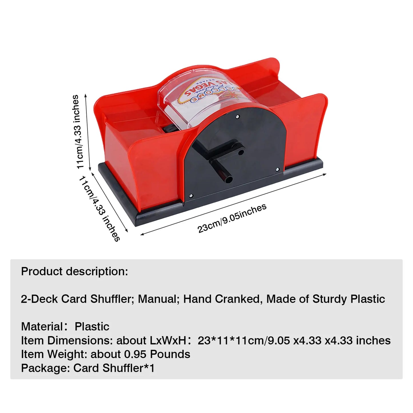 Poker Card Shuffler 23X11X11cm Board Game Hand Cranked Playing Cards