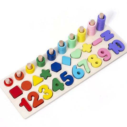 View details for 3-in-1 Wooden Educational Toy - Color, Number & Shape Puzzle