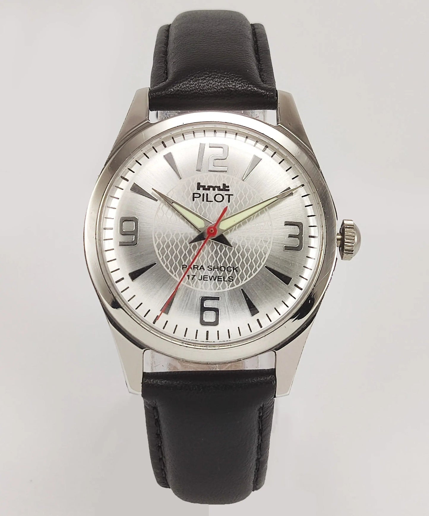 Pilot Para Shock 17 Jewels Silver Dial Mechanical Hand winding Men's Wrist Watch