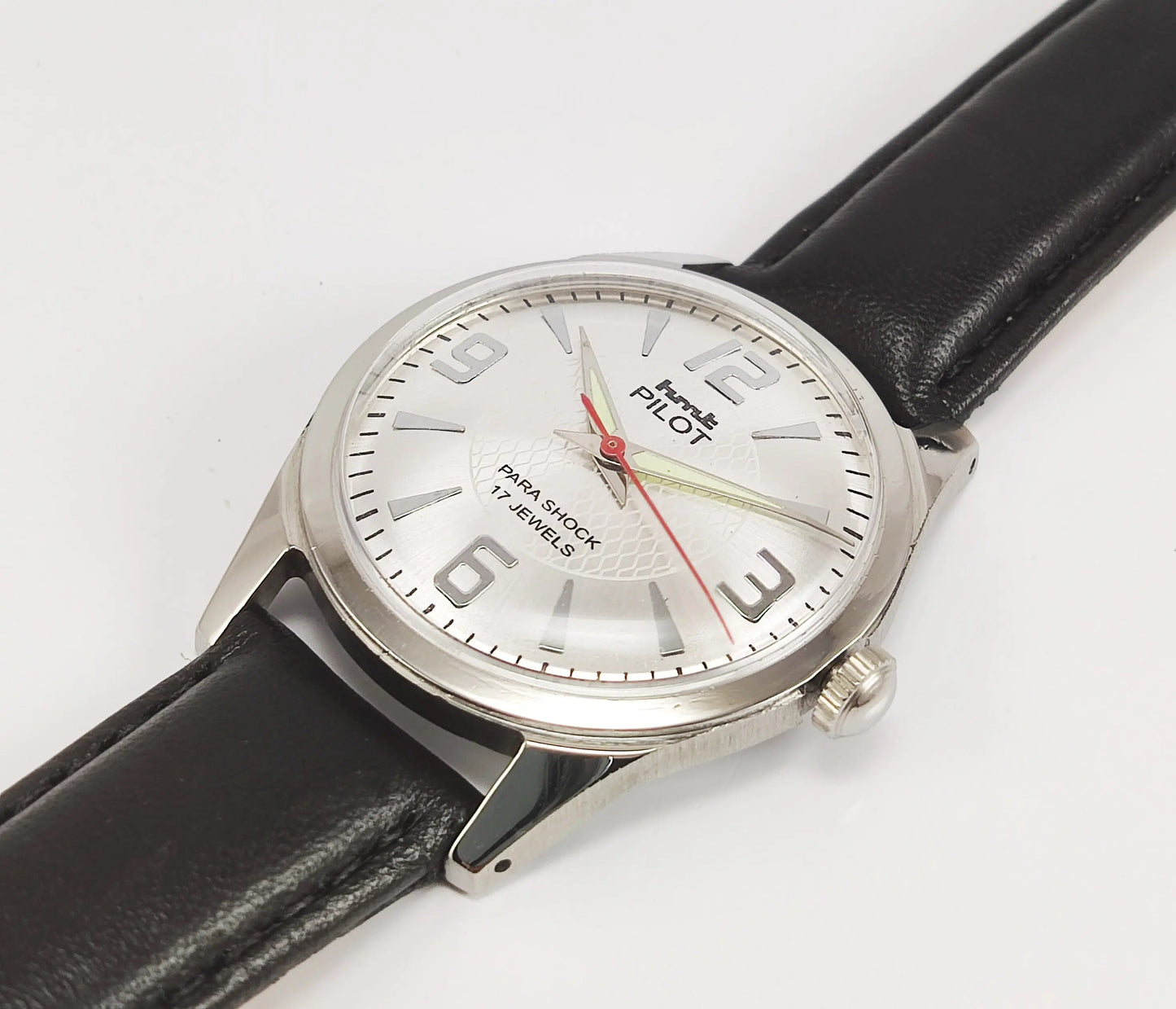 HMT Pilot Para Shock 17 Jewels Silver Dial Mechanical Hand winding Men's Wrist Watch