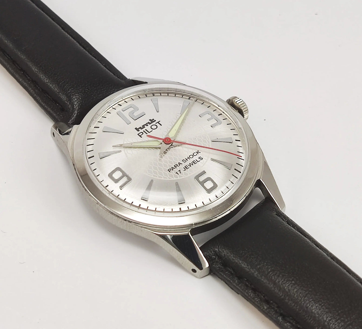 Pilot Para Shock 17 Jewels Silver Dial Mechanical Hand winding Men's Wrist Watch