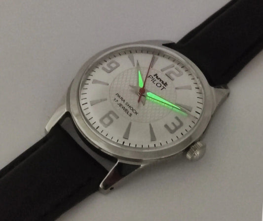 HMT Pilot Para Shock 17 Jewels Silver Dial Mechanical Hand winding Men's Wrist Watch Zz1 Guang Zhou Watch Store