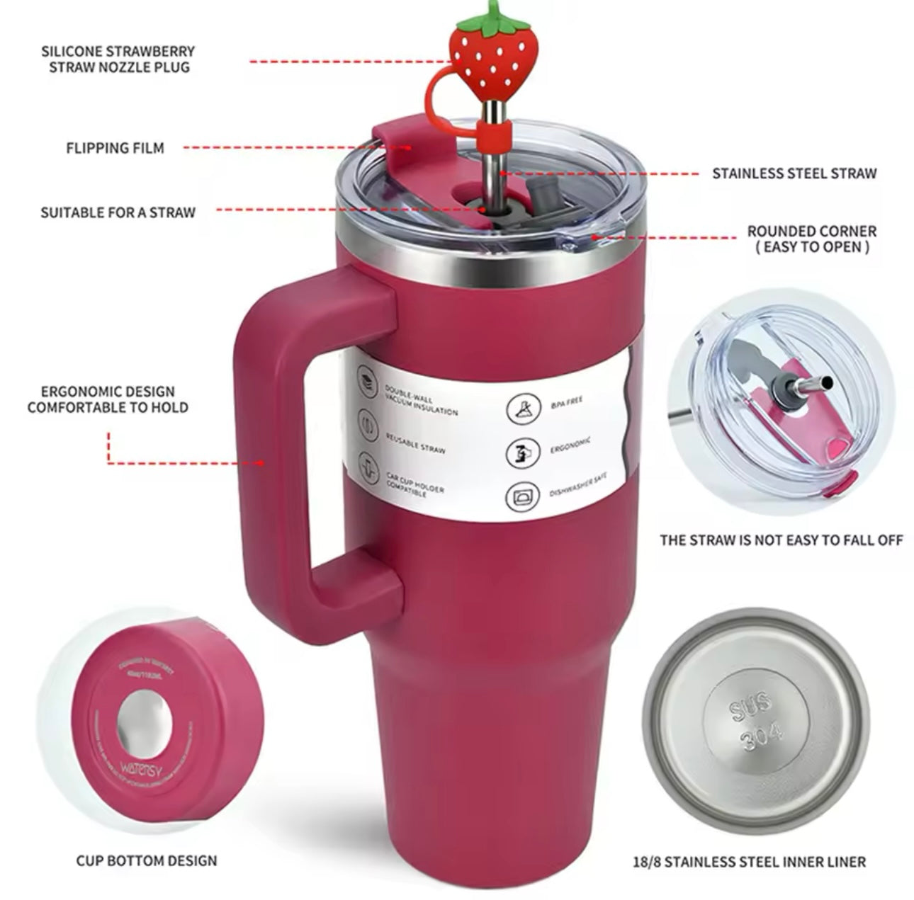 ThermoMax 40oz Insulated Mug with Handle™ Watersy Store