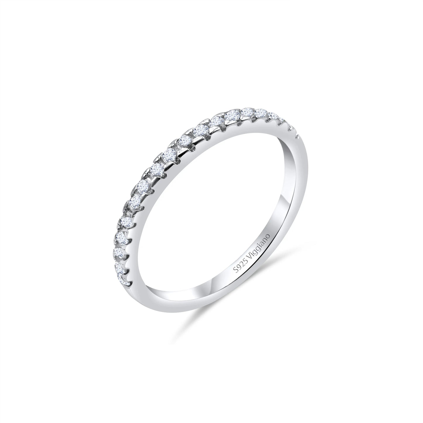925 Sterling Silver 2mm Diamond Half Eternity Ring watch haoyisheng Store