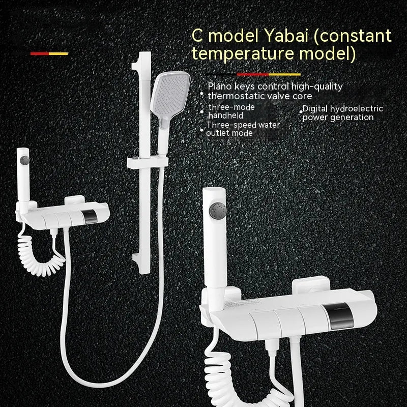 View details for Copper Button Constant Temperature Shower Set Digital Display Large Shower Set Gray Suit