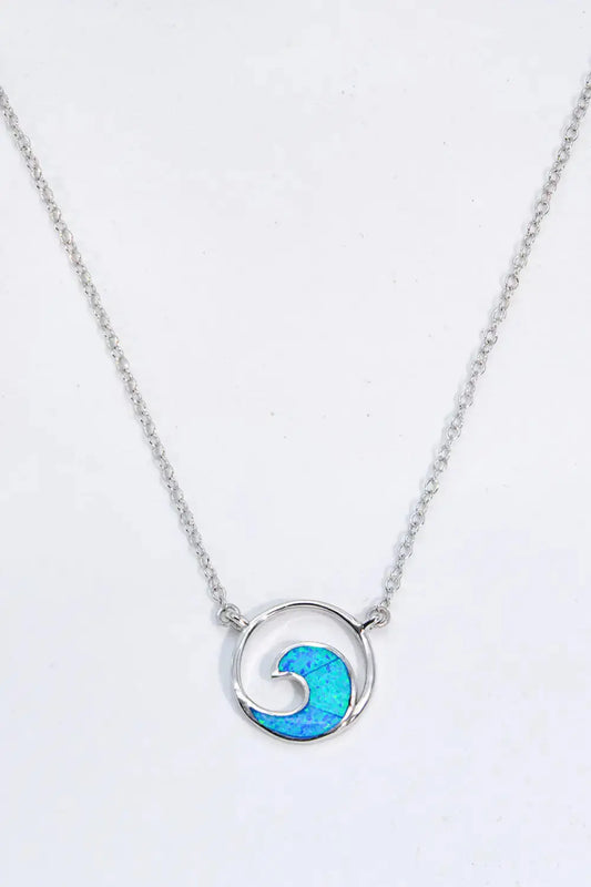 Opal Wave Pendant Necklace