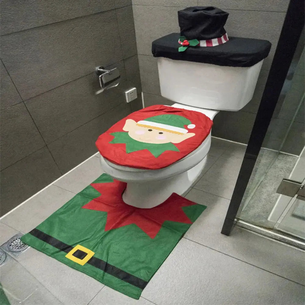 New Cute Christmas Toilet Seat Covers Creative Santa Claus Bathroom Mat Xmas Supplies for Home New Year Navidad Gift Decor Prettyhome Global Store