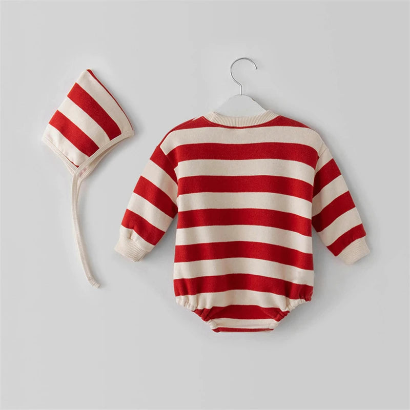 View details for Christmas Baby Sweater Santa Clause Long Sleeve Romper Hat Heart Red